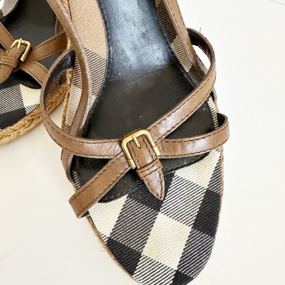 BURBERRY - Authentic Wedge Sandals Espadrille - Picture 7 of 7